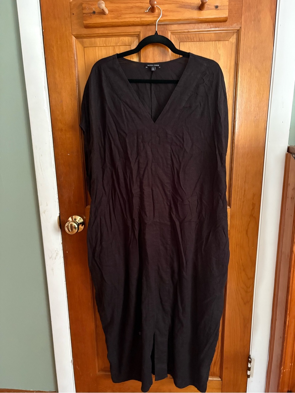 Universal Standard Black V-Neck Linen Maxi Dress